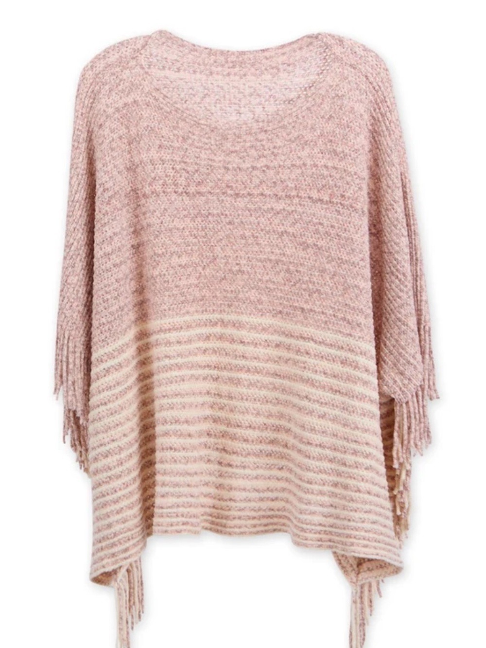 RAJ SOFT KNIT TEXTURED TASSEL PONCHO
